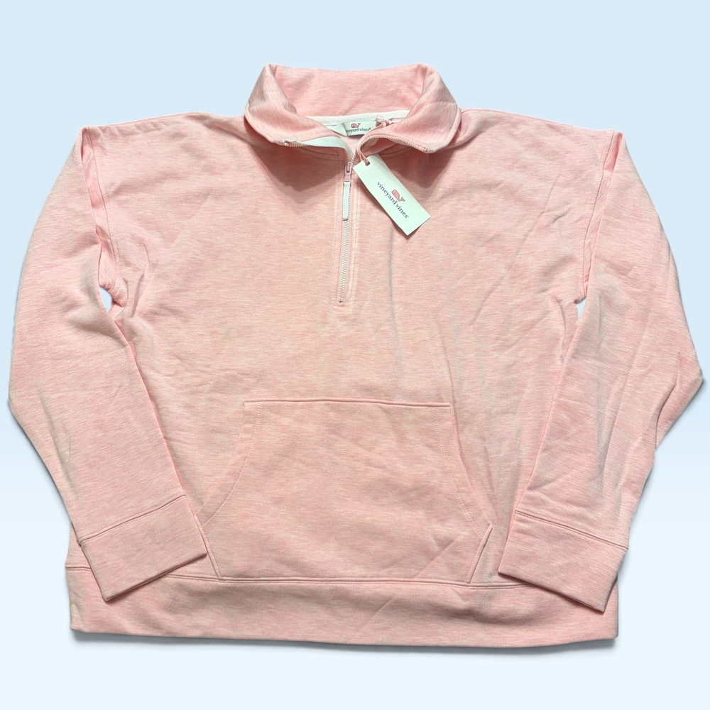 Vineyard Vines Sweatshirt Womens Small Pink Dreamcloth Funnel 1/2 Zip Pullover